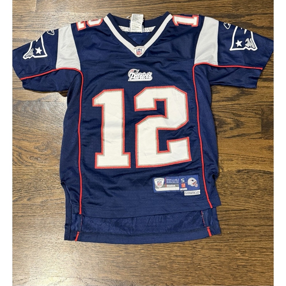 Reebok New England Patriots Tom Brady #12 Stitched Jersey Youth Small 2+ Length